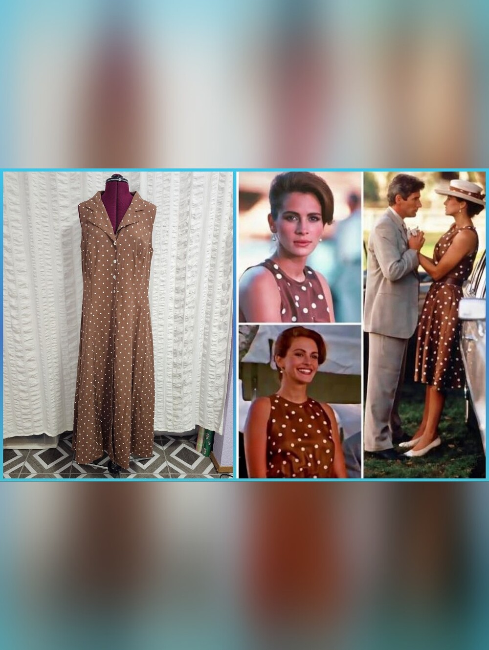 Pretty Woman Vivian Ward Vibes Brown Polka Dot Dress Julia Roberts Evening Dress